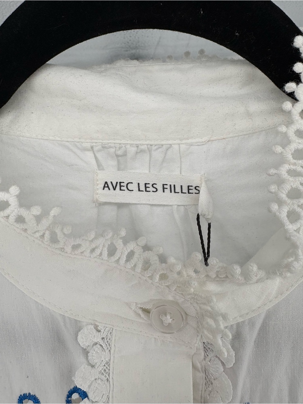 New AVEC LES FILLES Sleeveless White Maxi Dress with Blue Embroidered SIZE 12 - Picture 5 of 6